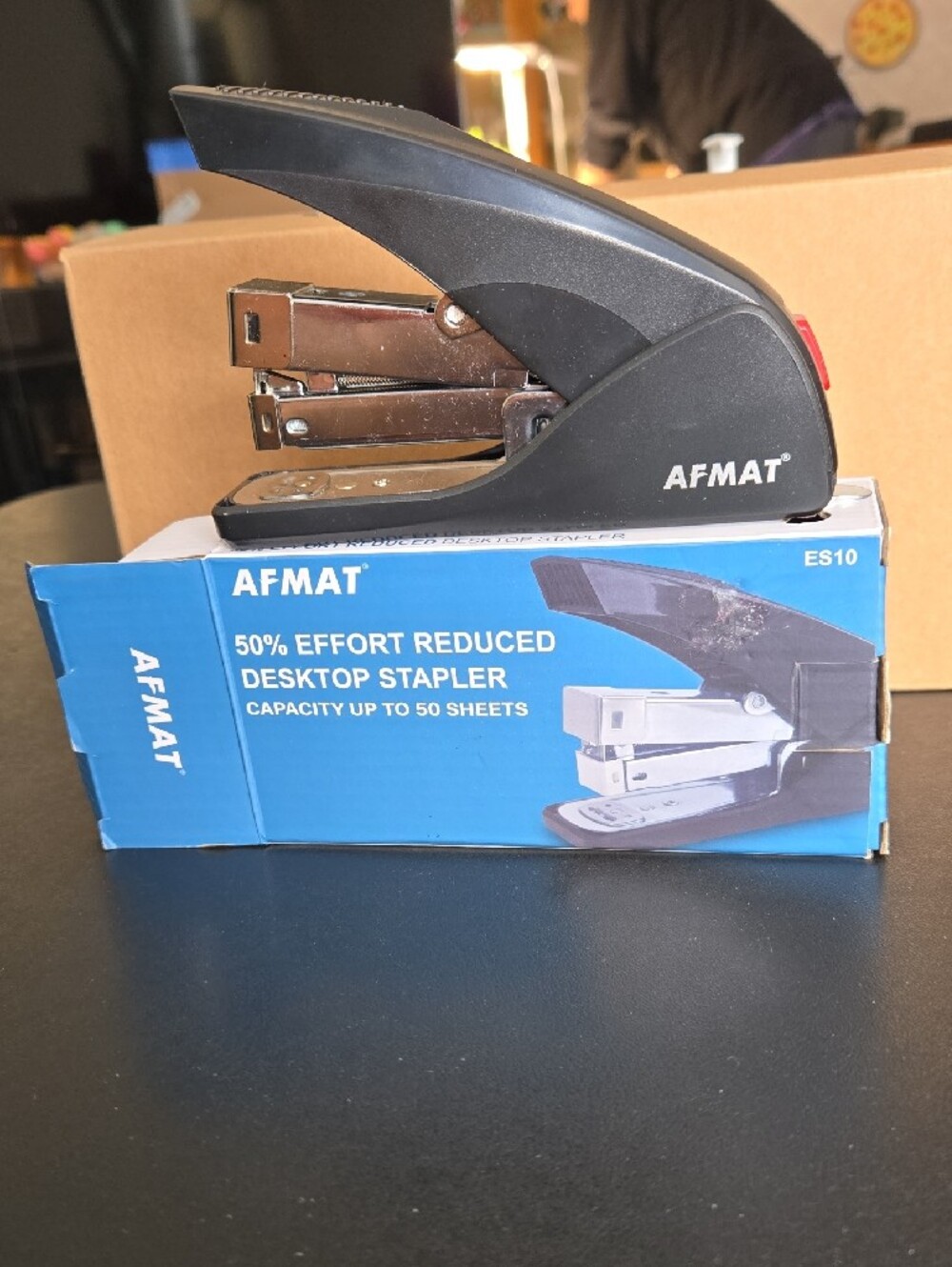 Black Desktop Stapler - 50% Effort Reduced, 50-Sheet Capacity - Picture 2 of 5
